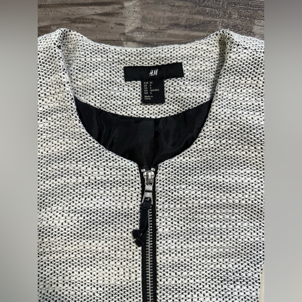 H&M Women’s Cream/Black Blazer Jacket Size 4 - Picture 10 of 11